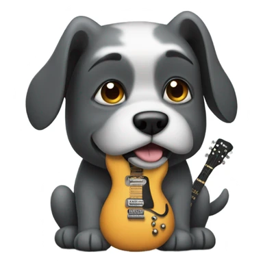 dog with rock guitar sticker