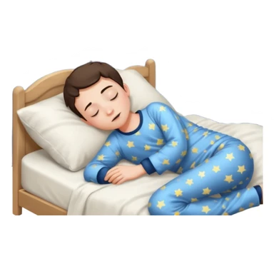 Boy sleeping in bed with the night sky sticker