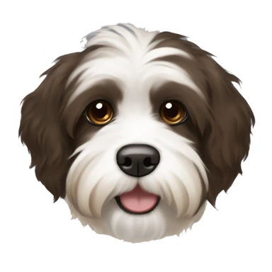 dark brown, light brown, and white havanese with an underbite  sticker