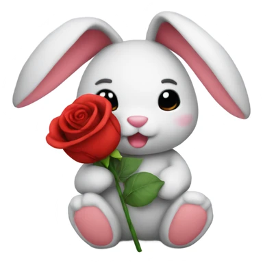 plushie bunny holding red rose sticker
