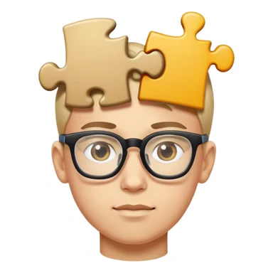 genius boy with glasses and a puzzle piece symbol above his head sticker