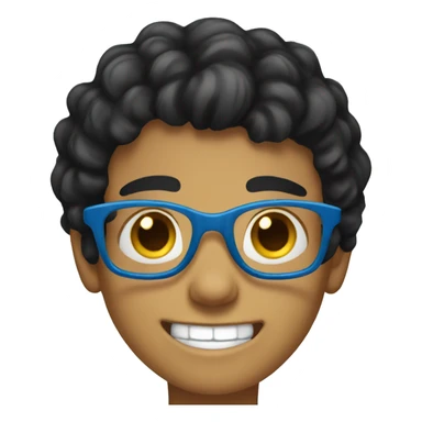 white tween boy with black hair, blue glasses, and yellowed teeth sticker