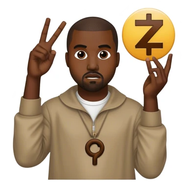 kanye holding up a nzi symbol sticker