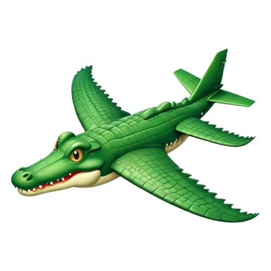 A crocodile with airplane wings flying in the sky sticker