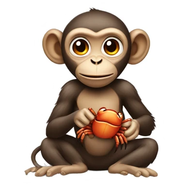monkey holding a crab sticker