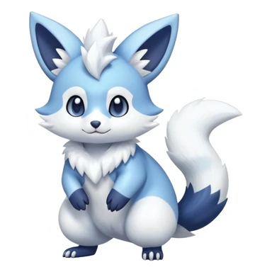 Shiny White Pastel Snowy Icy Sparkly Cute Furret-Meowstic-Zangoose-Hybrid (Full body) sticker