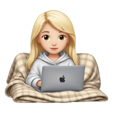 smart blonde tech girl cozy with laptop and blanket  sticker