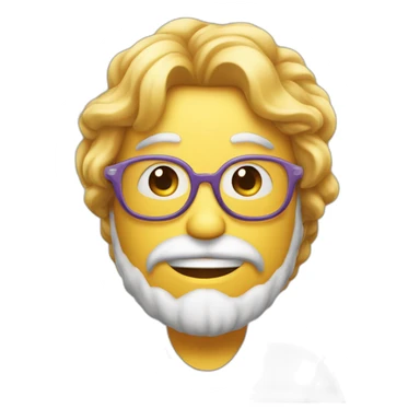 Créame un emoji de un personaje con cara larga con lente ojos pequeños con poco pelo sticker