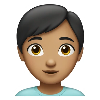 tan girl with black hair with light brown eyes rosy cheeks and freckles wearing a cute top  sticker