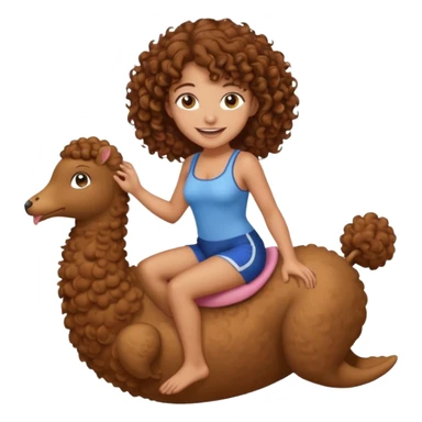 Голая женщина 18 лет, с коричневыми кудрявыми волосами белой кожей и средним размером груди в полный рост скачет на члене sticker