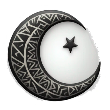 Black crescent moon with zig zag tribal design sticker