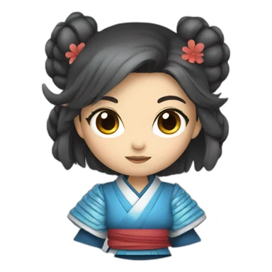 samurai girl with blue eyes sticker