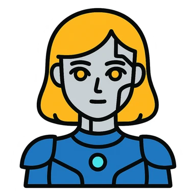 futuristic cyborg girl with metallic features and glowing accents sticker