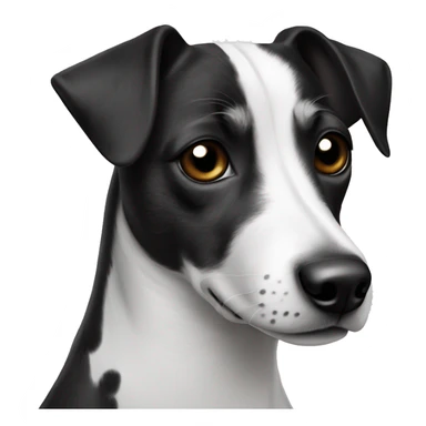 Jack Russell with a black head and a white spot on his nose and forehead, and a body in black and white spots sticker