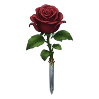 Magic black rose and sword crossed sticker
