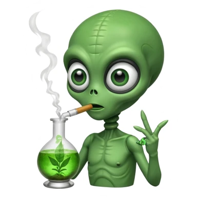 Alien smoking weed from a bong sticker