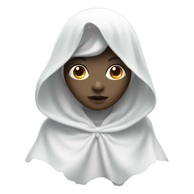 Ghost girl with head cover with white cloth with skin color white and pretty eyes sticker