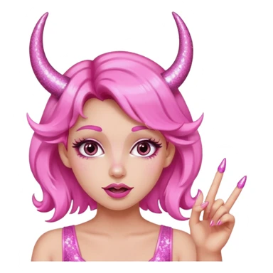 glitter pink girl naughty selfie glitter pink horns sticker