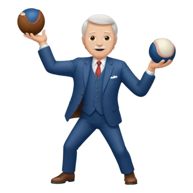 old white man in a suit throwing sticker