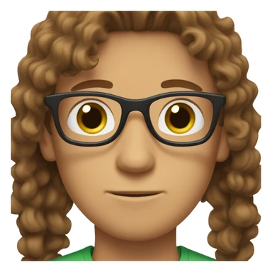 male brown hair, green eyes brown glasses wavy hair sticker