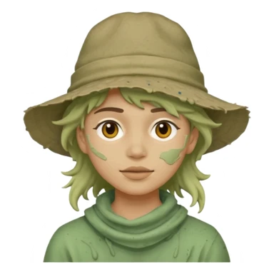 messy green clay mask and tousit hat sticker