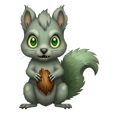 zombie squirrel, undead, grey, greenish eyes sticker