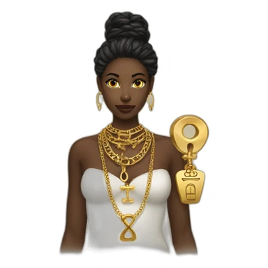 gold necklace with ankh with black woman sticker