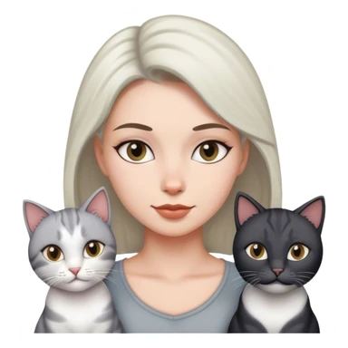 woman with four cat, one is black one is full white the other two is full gray cats sticker