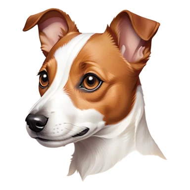 Cinematic Noble Jack Russell Terrier Portrait Emoji, Poised and spirited, with a compact, agile build in rich, warm tones, bright, alert eyes, perky ears, and a determined, lively expression, Simplified yet sharp and sophisticated features, highly detailed, glowing with a warm, natural luminescence, high shine, intelligent and resilient, stylized with an air of energetic authority, focused and alert, soft glowing outline, capturing the essence of a watchful and confident Jack Russell Terrier that appears ready to bound out of the screen with effortless energy! sticker