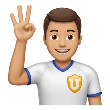 A cheerful man in a team jersey, waving a giant foam finger high with an excited grin. sticker