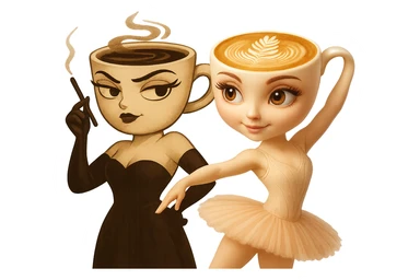 Combine both characters from the reference images into one image, standing side by side as if posing together for a portrait. Keep their original styles and details intact. Use a transparent background. sticker