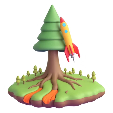 A tree with a rocket in its roots sticker