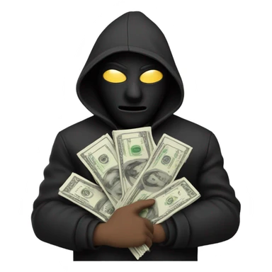 Masked burglar with money sticker