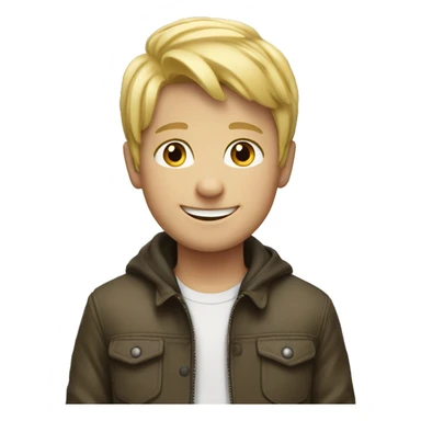 smiling blonde boy in jacket sticker