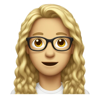  White Kid with long hair and glasses  sticker
