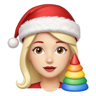 women santa with party cap rainbow cap 
   sticker