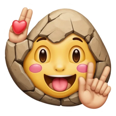 drooling emoji and on its top two ear emoji and one rock hand emoji sticker