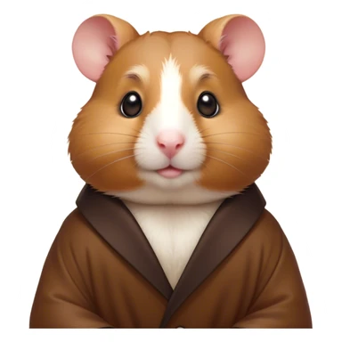 Cinematic Noble Brown Hamster Portrait Emoji, Poised and regal, with a tiny, compact build and a smooth, well-kept rich brown coat, deep-set soulful dark eyes, Simplified yet sharp and sophisticated features, highly detailed, glowing with a soft, dignified glow, high shine, intelligent and energetic, stylized with an air of miniature majesty, focused and attentive, soft glowing outline, capturing the essence of a watchful and confident rodent, so majestic it feels as though it could scurry out of the screen with effortless authority! sticker