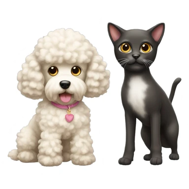 Poodle and cat sticker
