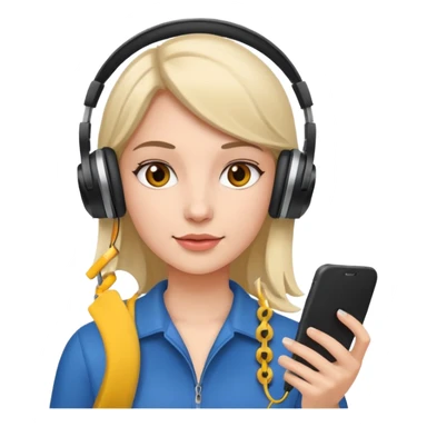 women using smart phone with headphone sticker