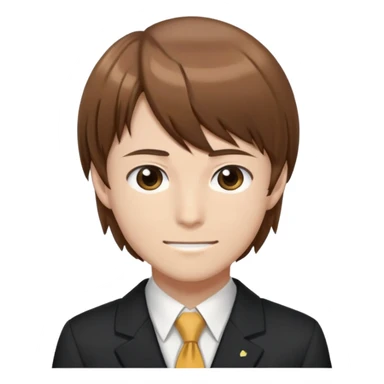 Light Yagami smirking, brown hair, wearing a school uniform sticker