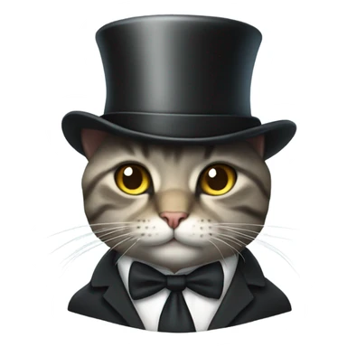 Kitty with a top hat and suit on with a monocle sticker
