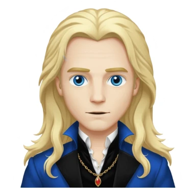 Lestat de Lioncourt with white skin, blue eyes , long blonde hair, black outfit sticker
