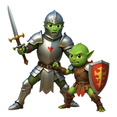 Knight fight against a goblin sticker