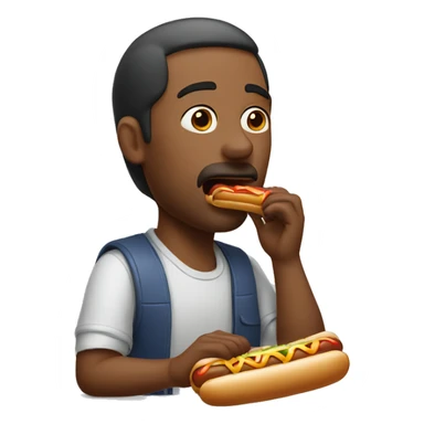 man eating hotdog sticker