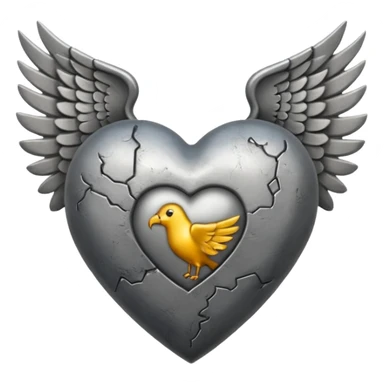 Corazon gris con alas y una venda todo gris sticker