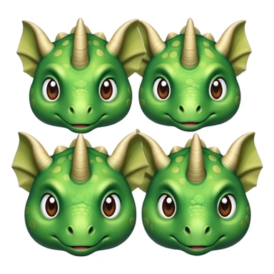 faces of different green triceratops sticker