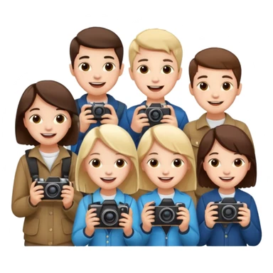 create photographers and boys and girls in different poses sticker