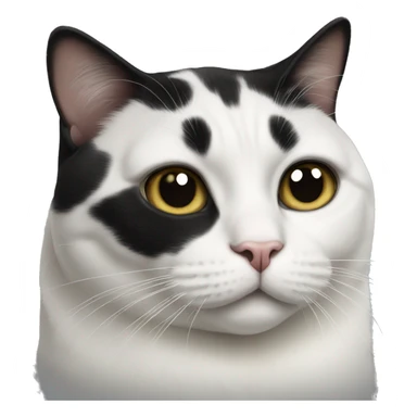 cat fat white and black sticker