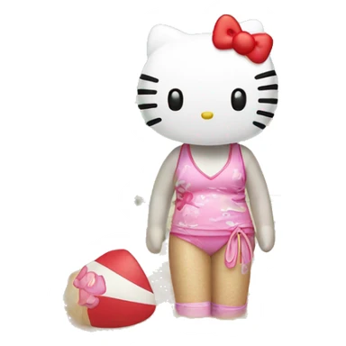 hello kitty in the beach sticker